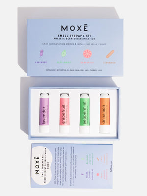 Opened MOXĒ  Smell Therapy Kit Phase II: Scent Diversification and guide